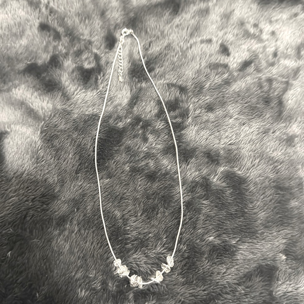 Silver Choker w 10 mini “rocks” on chain.